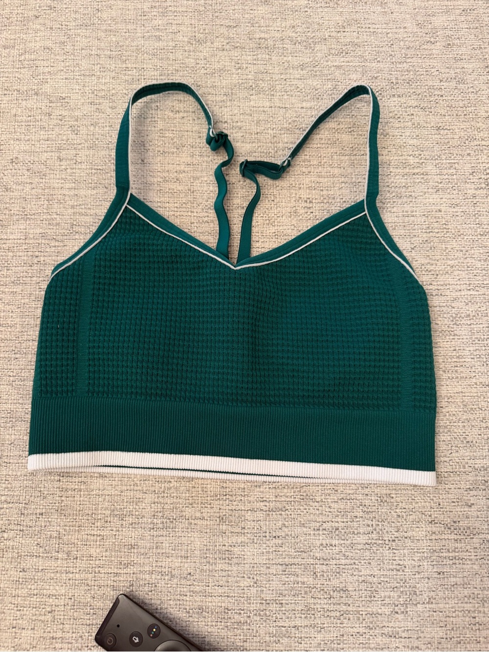 all in motion Teal Green Seamless Knit Sports Bralette with White Trim